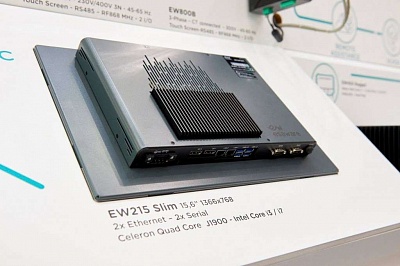 ESA IPC панельный промышленый компьютер серии EW200 SLIM вид на порты и радиатор